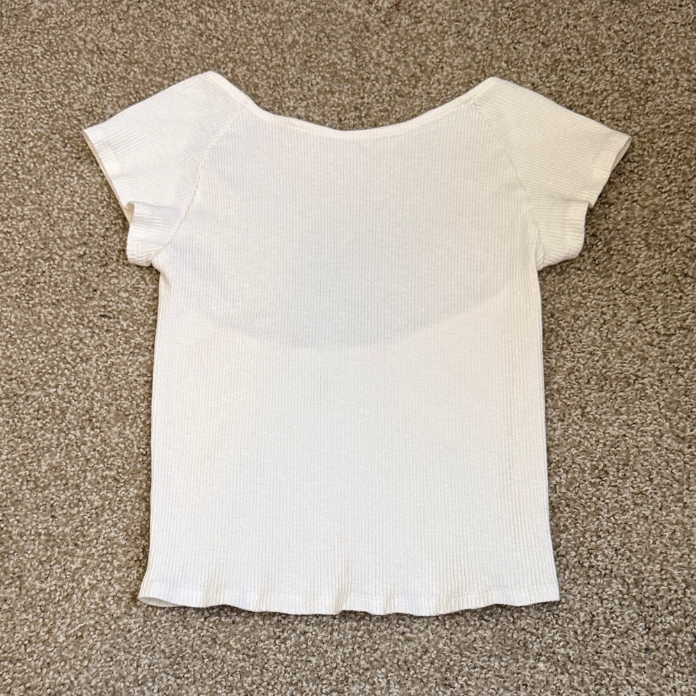 Aerie Women's White backless Ribbed Top - Picture 2 of 3
